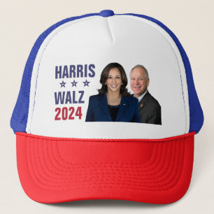 Kamala Harris Tim Walz 2024 President Vice Photos Trucker Hat