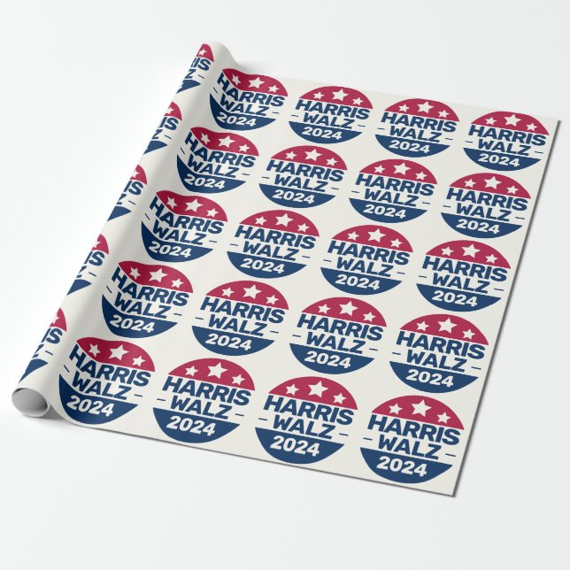 Kamala Harris Tim Walz campaign 2024 Presidetial Wrapping Paper (Unrolled)