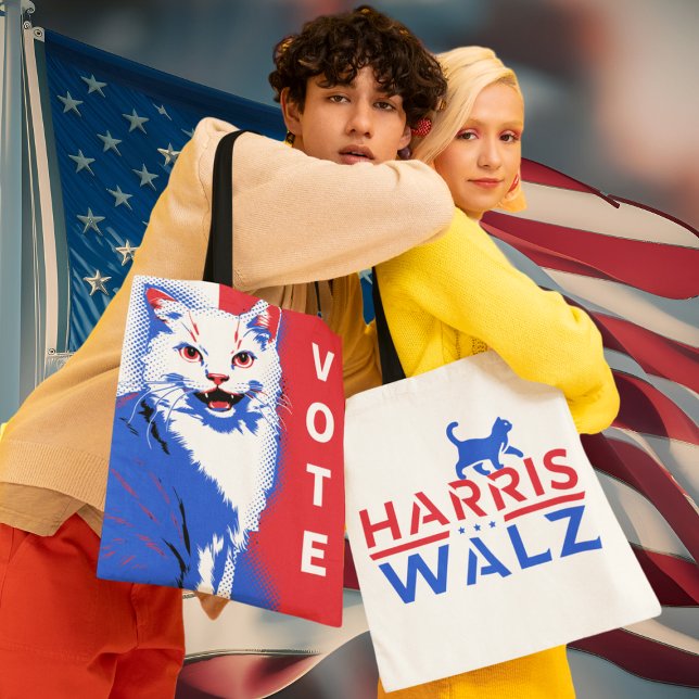 Kamala Harris Tim Walz Childless Cat Ladies Vote! Tote Bag (Creator Uploaded)