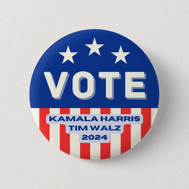 Kamala Harris - Tim Walz Circle 6 Cm Round Badge (Front)