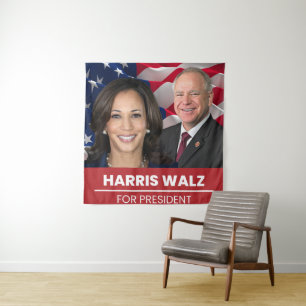 Kamala Harris Tim Walz Tapestry