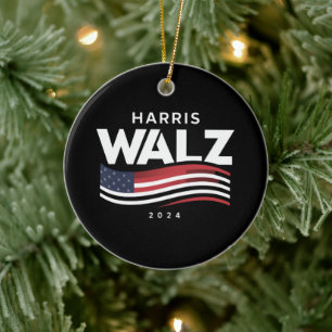Kamala Harris Tim Walz Waltz 2024 Election Ceramic Ornament