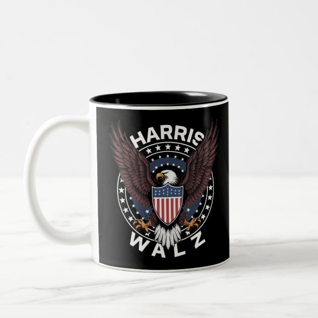 Kamala Harris Tim Walz Waltz 2024 Election Two-Tone Coffee Mug (Left)