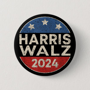 Kamala Harris Tim Walz Waltz 2024 Retro men women 6 Cm Round Badge