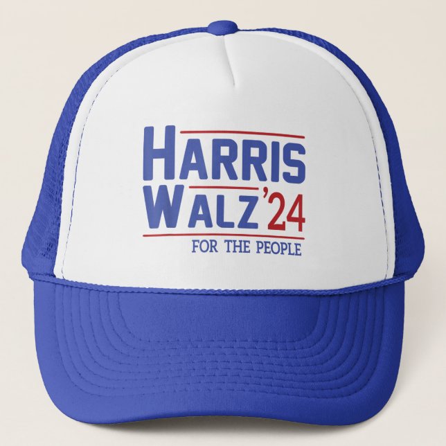Kamala Harris Tim Walz Waltz For The People 2024 Trucker Hat (Front)