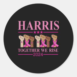 Kamala Harris Together We Rise Breast Cancer Aware Classic Round Sticker