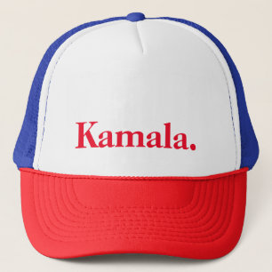 Kamala Harris Trucker Hat   Patriotic Red, White
