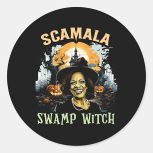 Kamala Harris Unmasked Swamp Witch Halloween 2024  Classic Round Sticker