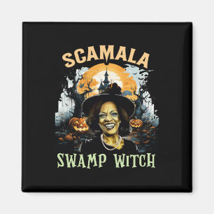 Kamala Harris Unmasked Swamp Witch Halloween 2024 Magnet