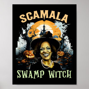 Kamala Harris Unmasked Swamp Witch Halloween 2024 Poster