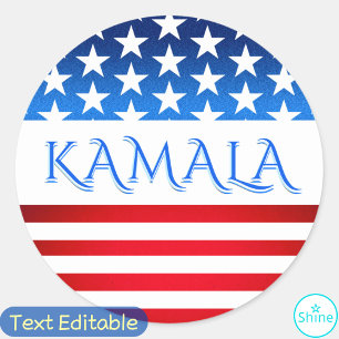 Kamala Harris USA Flag Democrats Personalised Text Classic Round Sticker