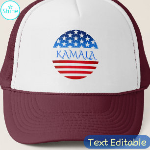 Kamala Harris USA Flag Democrats Personalised Text Trucker Hat