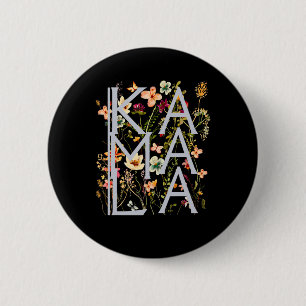 Kamala Harris Vintage Floral Feminine First Female 6 Cm Round Badge