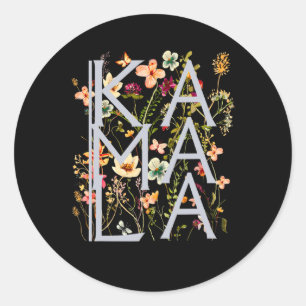 Kamala Harris Vintage Floral Feminine First Female Classic Round Sticker