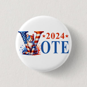 Kamala Harris Vote 2024 Cat Patriotic 3 Cm Round Badge