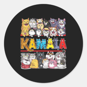 Kamala Harris Waltz 2024 Childless Cat Lady Funny Classic Round Sticker