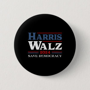 Kamala Harris Waltz 2024 Election Save Democracy  6 Cm Round Badge