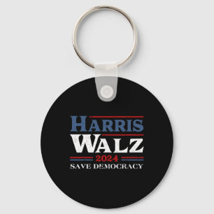 Kamala Harris Waltz 2024 Election Save Democracy  Key Ring