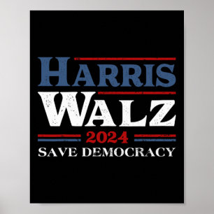 Kamala Harris Waltz 2024 Election Save Democracy  Poster