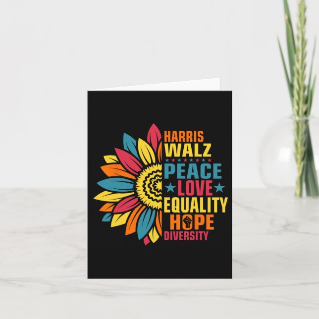Kamala Harris Waltz Peace Love E Hope Diversity  Card (Front)