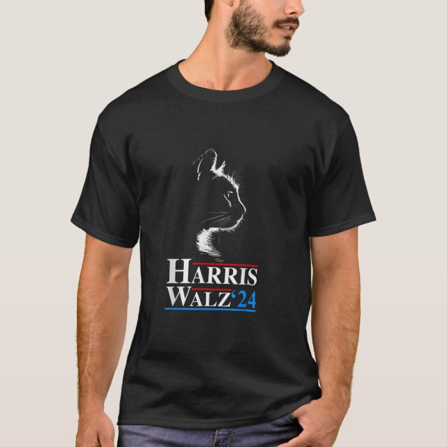 Kamala Harris Walz 2024 Cat Funny VP Vice Presiden T-Shirt (Front)