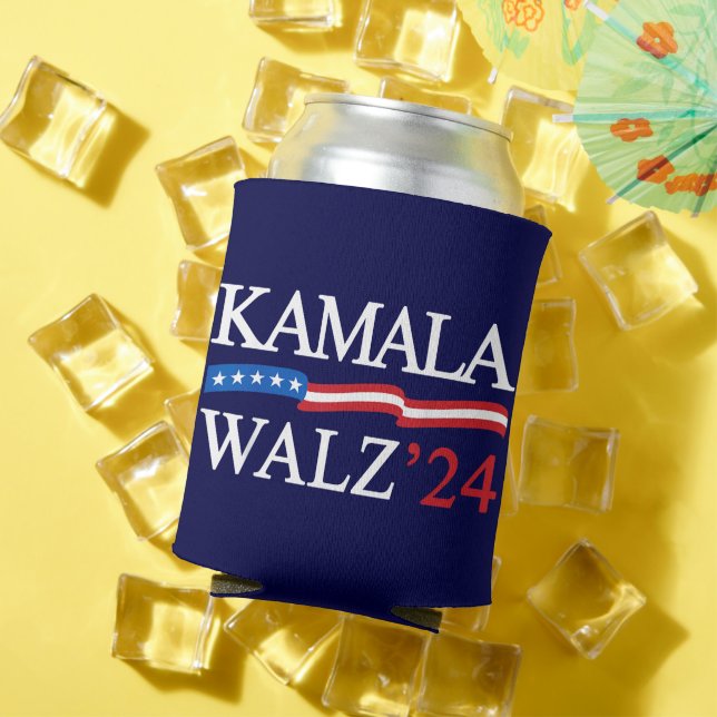Kamala Harris Walz 2024 Obviously Blue Can Cooler (In Situ Summer)