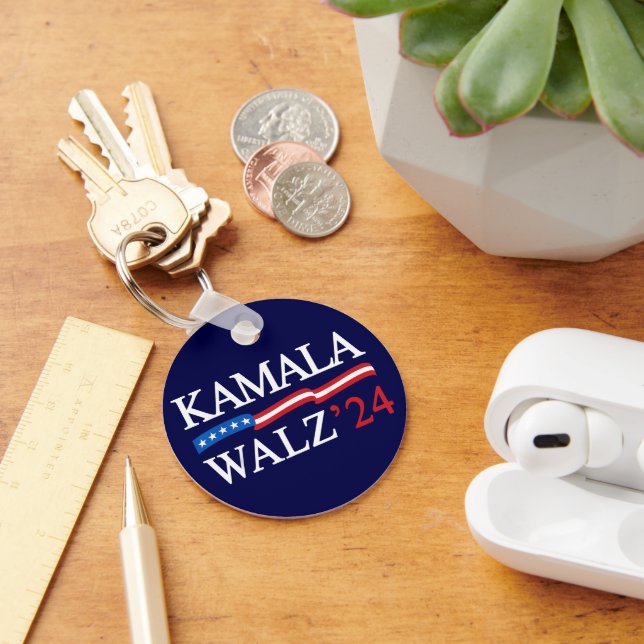Kamala Harris Walz 2024 Obviously Blue Key Ring (Desk)