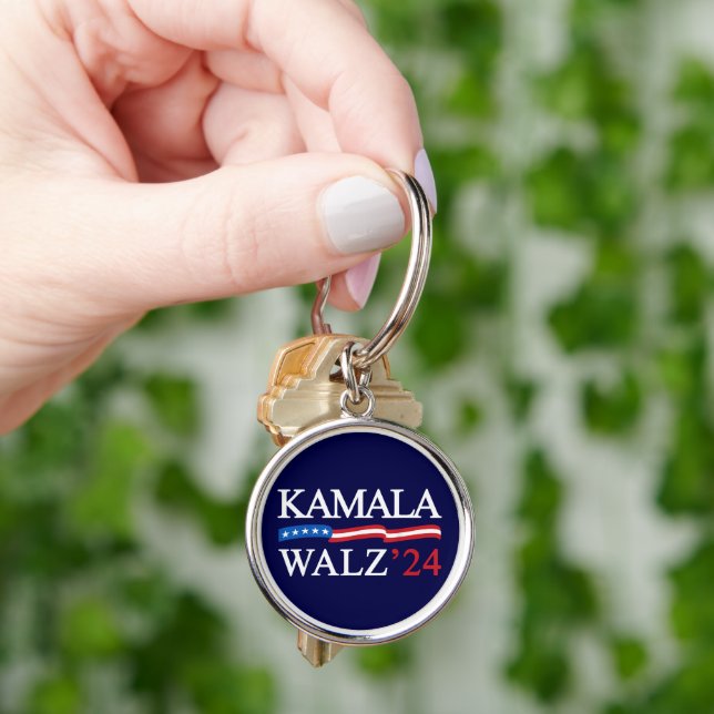 Kamala Harris Walz 2024 Obviously Blue Key Ring (Hand)