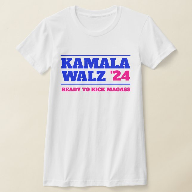 Kamala Harris Walz  2024 Pink and Blue T-Shirt (Laydown)