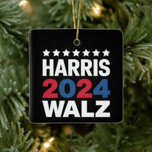Kamala Harris Walz For President Vice President Ceramic Ornament