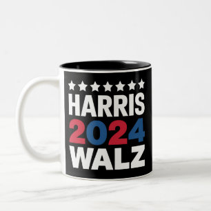 Kamala Harris Walz For President Vice President  Two-Tone Coffee Mug
