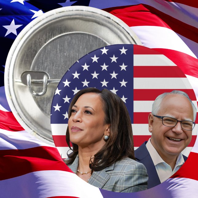 Kamala Harris Walz Photo -  President Vice Photos 3 Cm Round Badge (Creator Uploaded)