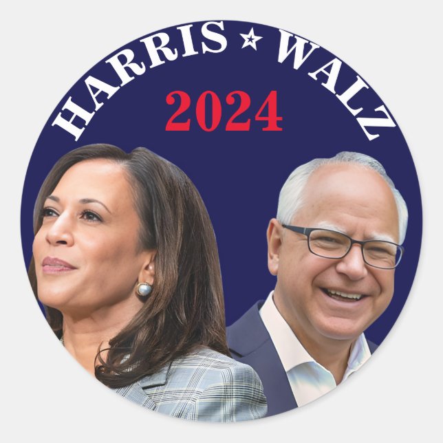 Kamala Harris Walz Photo -  President Vice Photos Classic Round Sticker (Front)