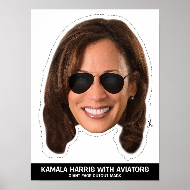 KAMALA HARRIS WITH AVIATORS CUTOUT MASK POSTER (Front)