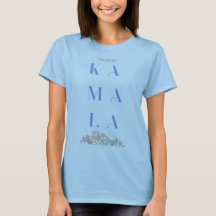 Kamala Harris with Flowers. Subtle. Light Blue