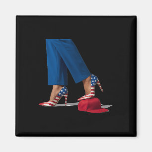 Kamala Harris With High Heels Stepping On Red Hat  Magnet