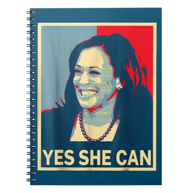Kamala Harris YES SHE CAN 2024 Election President Notebook (Front)