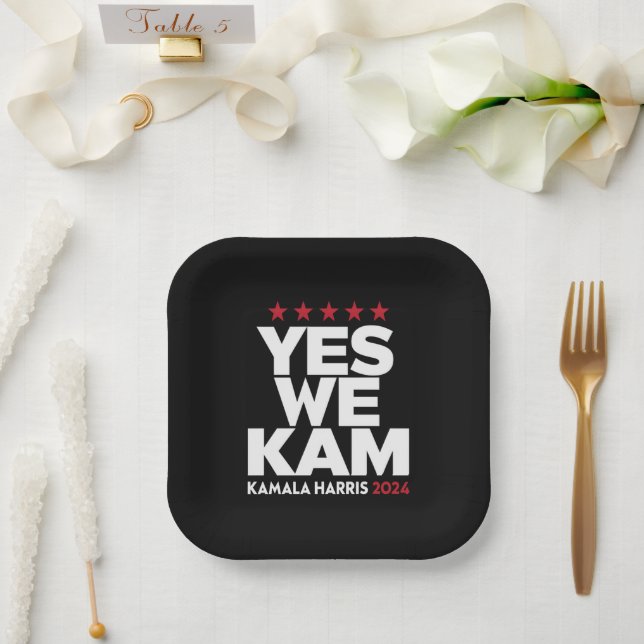 Kamala Harris Yes We Kam for US President 2024  Paper Plate (Wedding)