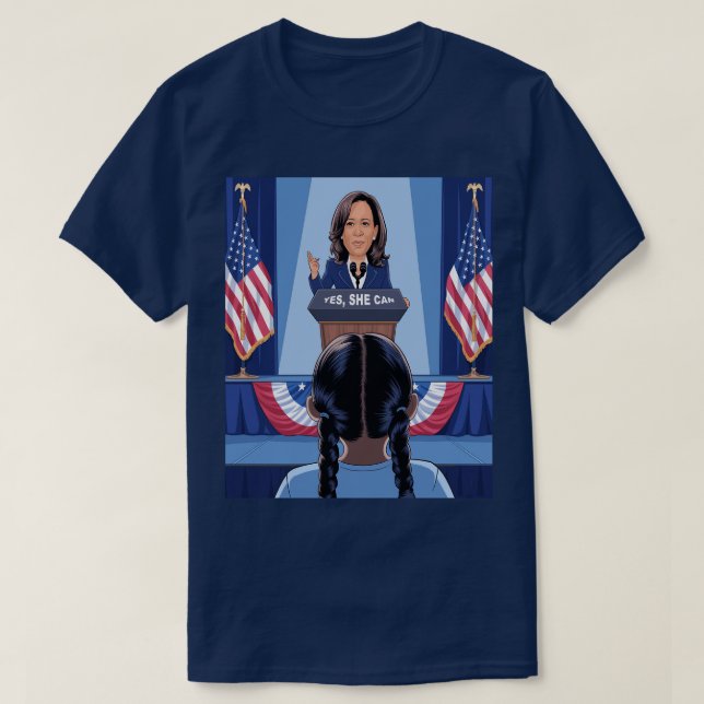 KAMALA HARRIS'S NIECE - YES SHE CAN T-Shirt (Design Front)