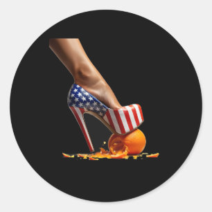 Kamala Heels Stepping On Orange  Classic Round Sticker
