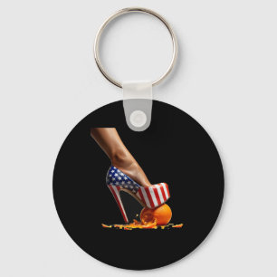 Kamala Heels Stepping On Orange  Key Ring