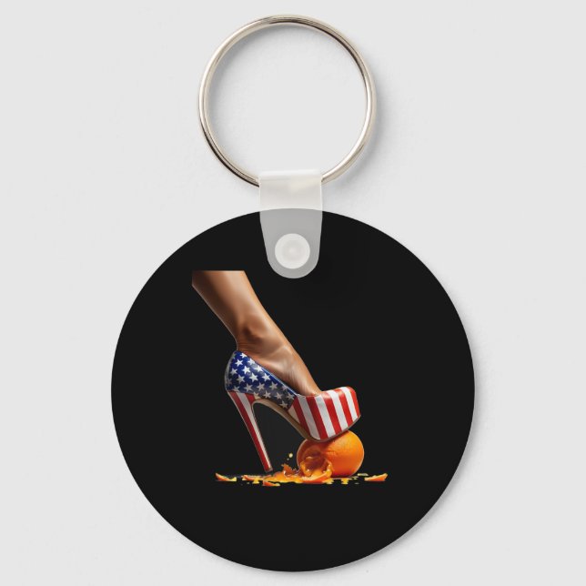 Kamala Heels Stepping On Orange  Key Ring (Front)