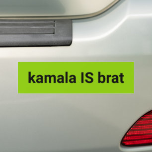 kamala is brat black and lime green cool bumper sticker
