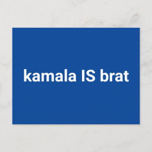 kamala is brat funny modern white and blue postcard