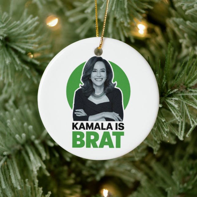 Kamala is Brat Funny Sarcastic  Ceramic Ornament (Tree)