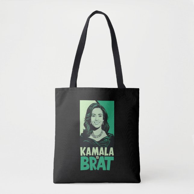 Kamala is Brat Funny Sarcastic Tote Bag (Front)