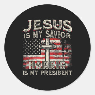 Kamala Jesus Is My Saviour Harris Is My President Classic Round Sticker