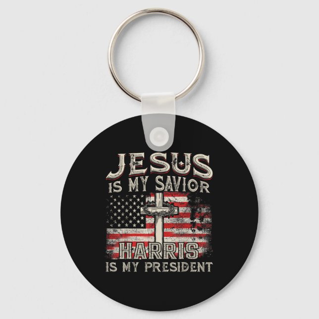 Kamala Jesus Is My Saviour Harris Is My President  Key Ring (Front)