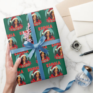 Kamala La La La Funny Christmas Santa Hat Xmas Wrapping Paper