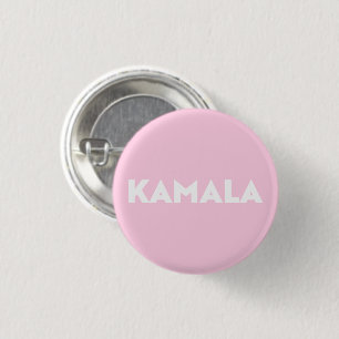 kamala light pink white modern bold typography 3 cm round badge